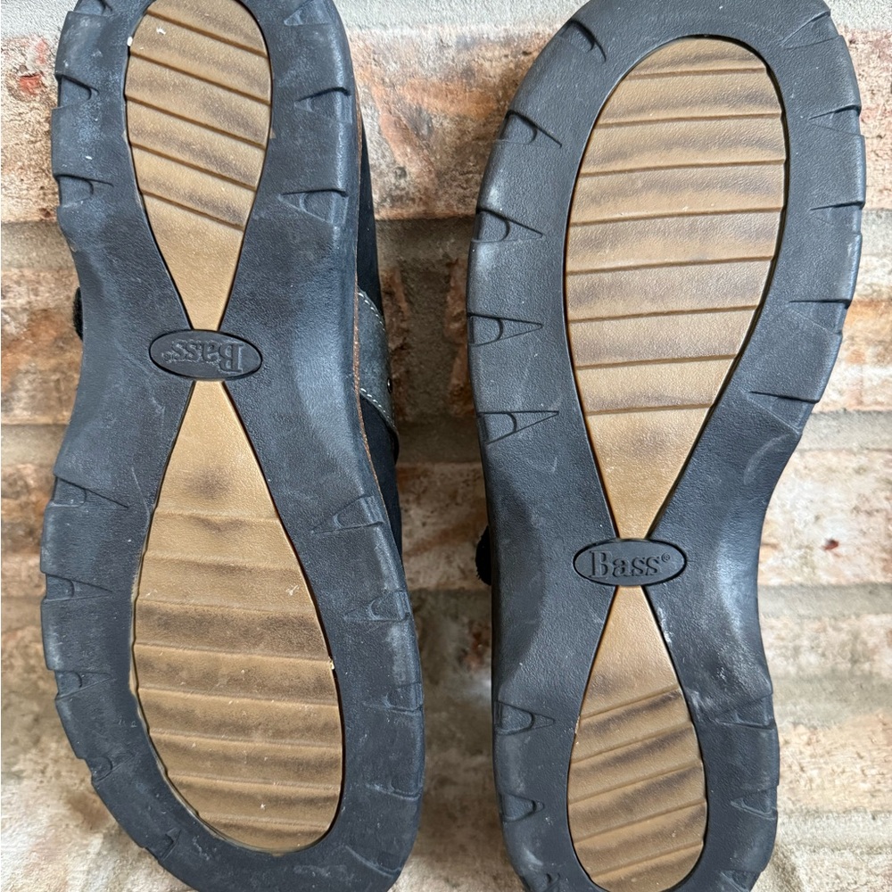 Bass Leather Black Suede Cork Mules - Picture 3 of 3